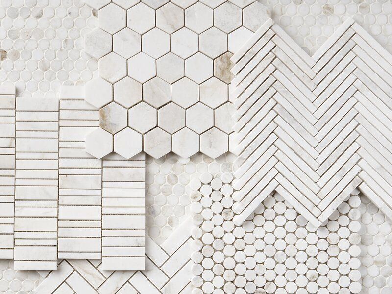 Mozayik blan Backsplash pou kwizin